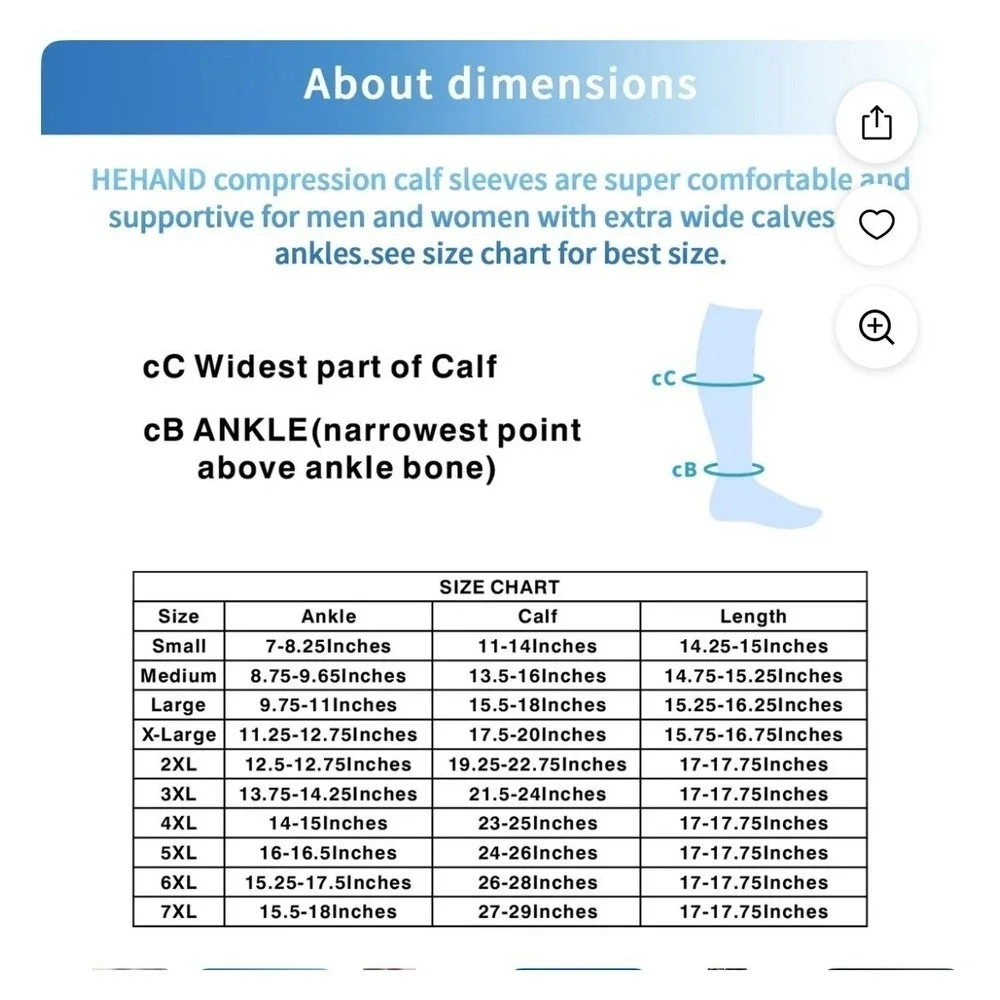 HEHANDA Calf Compression Sleeves 20-30mmHg Firm Graduated Support Nude Skin 3XL‎